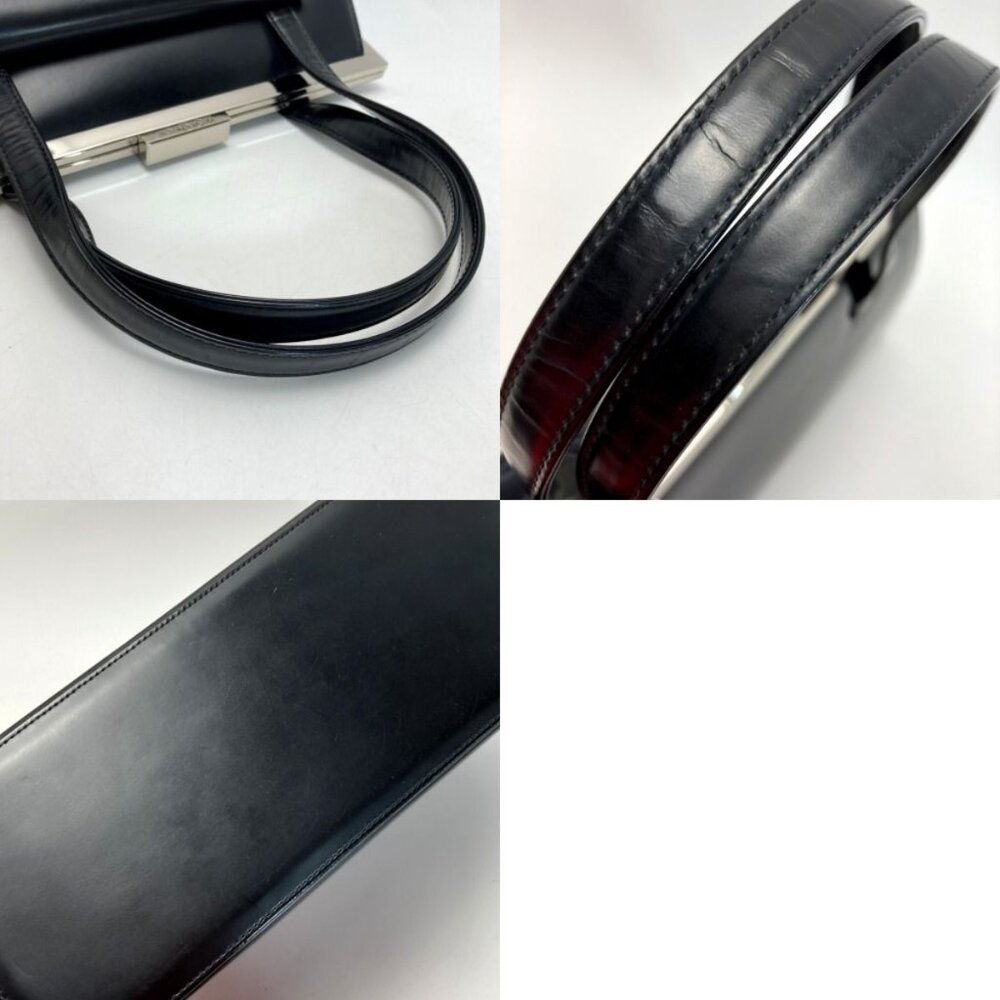 Yves Saint Laurent Clasp Handbag Black Leather Hotei - Picture 9 of 9